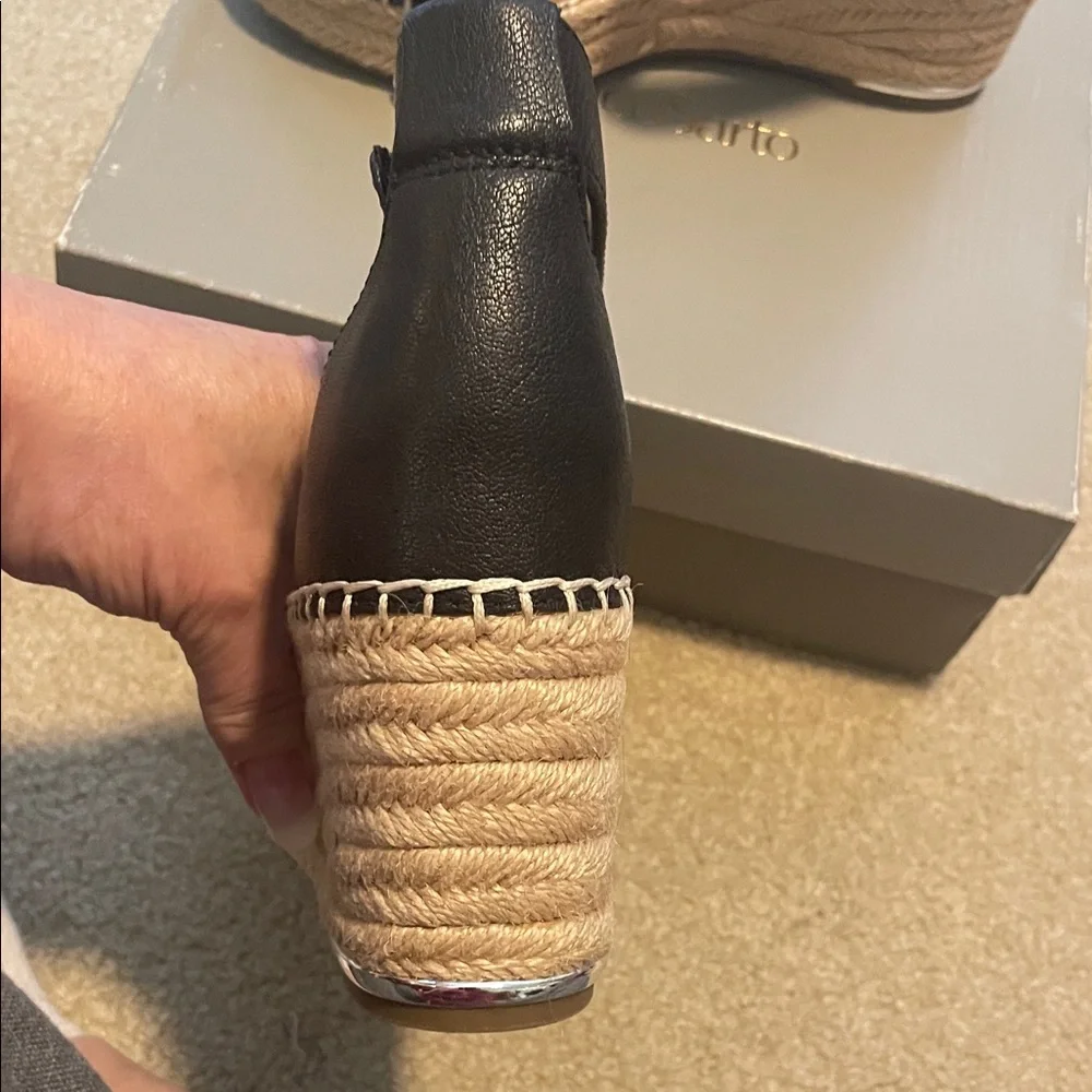 Franco Sarto Black Espadrille Wedge Sandals - Picture 5 of 13